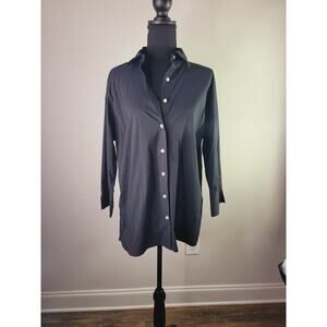 Land's End Navy Blue Cotton Long Sleeve Button Down sz 16